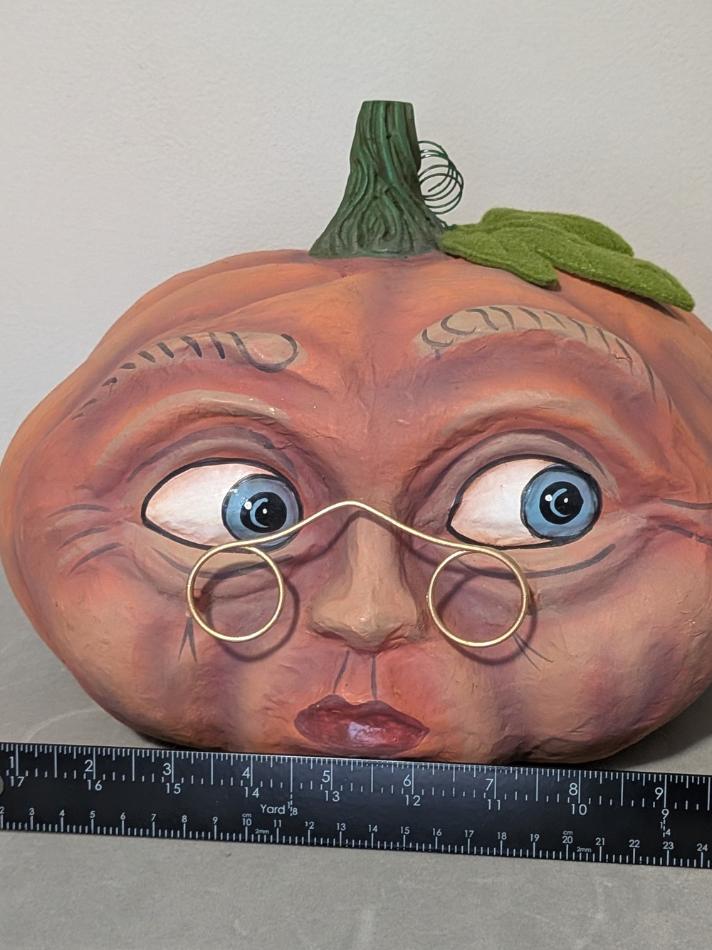 Artificial Pumpkin With Glasses Made In Philippines Painted Paper-mache - Picture 9 of 9